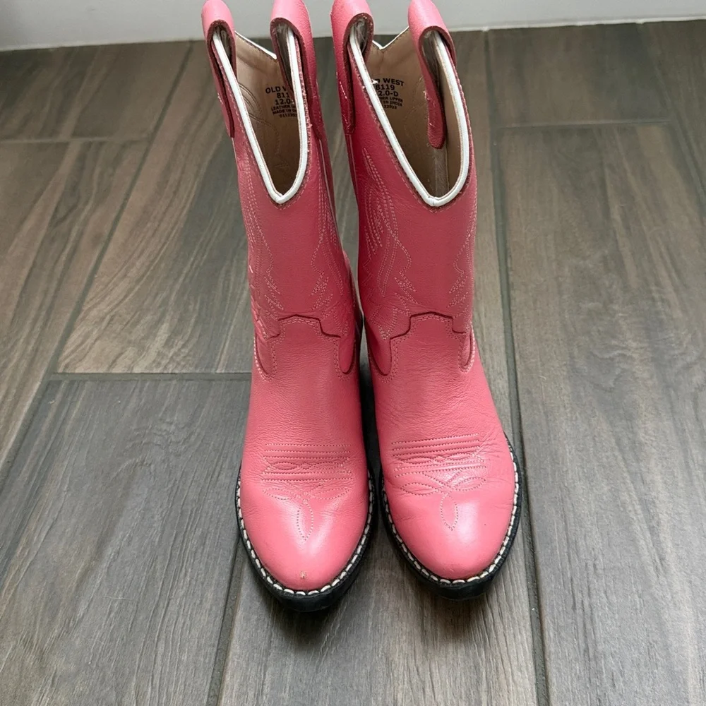 Old West Pink Girls' Cowgirl Boots size 12 little girl